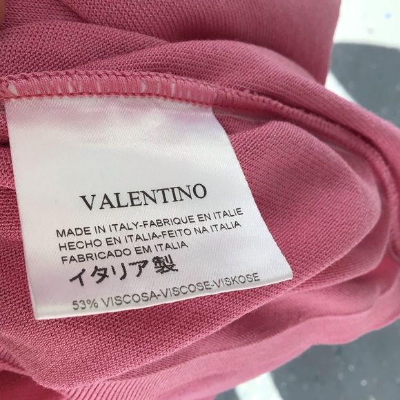 Valentino Sleeveless Sweet Pink Deep Plunge V-Neck Top with Bow Accent - Picture 5 of 11